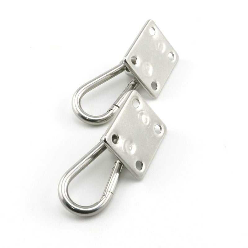 Lind Kitchen 2-Pack M5 Ceiling & Wall Mount Hanging Hardware Fitting Set 304 Stainless Steel Heavy Duty Square Pad Eye Hook Plate + Snap Hook for Yoga Hammock Swing Marine Boat Application - Image 2